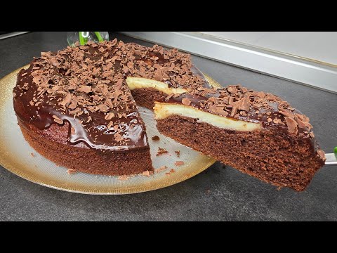 Torta al Cioccolato con Crema al Latte 🍫 Soffice e Facilissima | Ricetta Veloce Fatta in Casa thumbnail