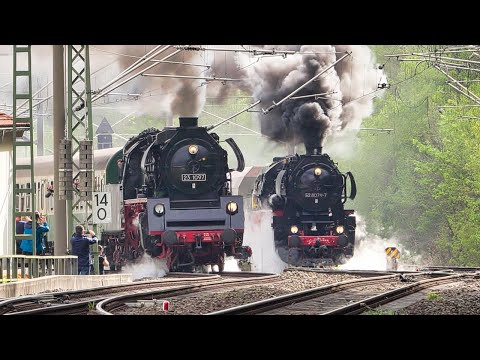 Steam Train Track Race Up a Hill | Two Steam Locomotives on the Tharandt Incline thumbnail