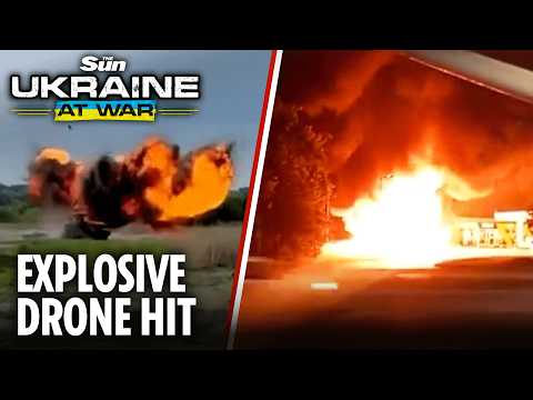 Shot down Russian drone blows up on Ukraine farm as Storm Shadow missiles hit Putin's fighter jets thumbnail