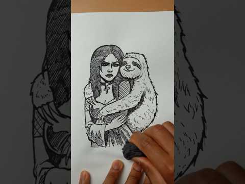 [ASMR] Drawing a Sloth Hugging a Goth thumbnail