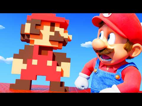 3d Mario and Pixel Mario trying to save the Princess from Bowser thumbnail