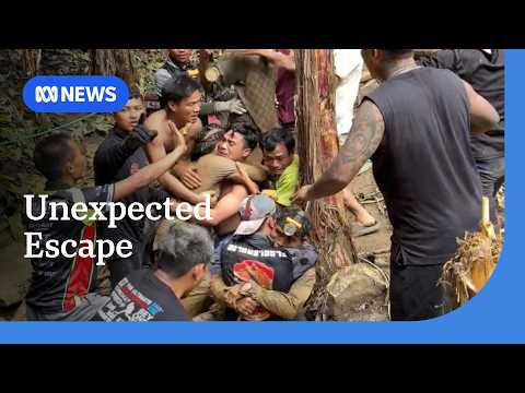 Water pump enables stranded villagers to escape Laos cave | ABC NEWS thumbnail