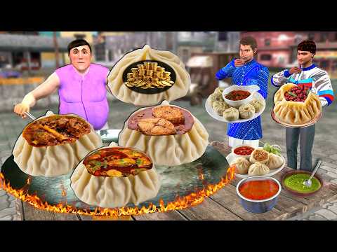 Mystery Dumpling Challenge Chicken Mutton Fish Tasty Momos Street Food Hindi Kahaniya Moral Stories thumbnail