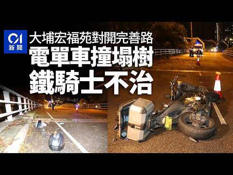【01秒看新聞】大埔電單車疑收掣不及　猛撞路中8米長塌樹　38歲鐵騎士送院不治｜01新聞｜大埔｜鐵騎士｜塌樹｜路政署｜吐露港公路 thumbnail