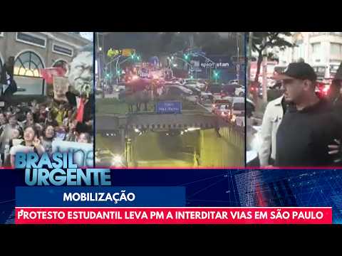 PM bloqueia ruas e avenidas em SP para evitar que manifestantes avancem | Brasil Urgente thumbnail
