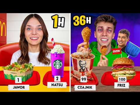 JEMY ULUBIONE FAST FOODY 100 INFLUENCERÓW w 100 GODZIN thumbnail