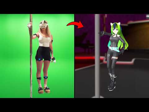i put her in vrchat for the first time (with full body tracking) thumbnail