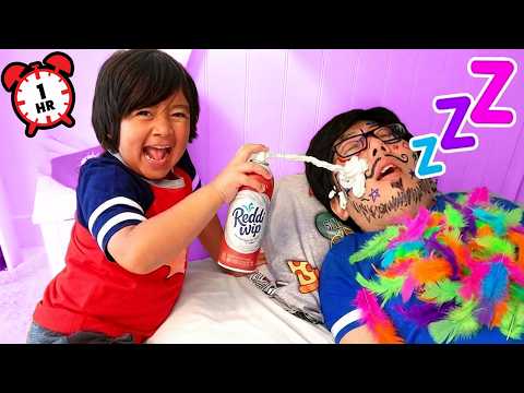 Ultimate Don't Wake GREEDY DADDY | 1 Hour Family Pranks! thumbnail