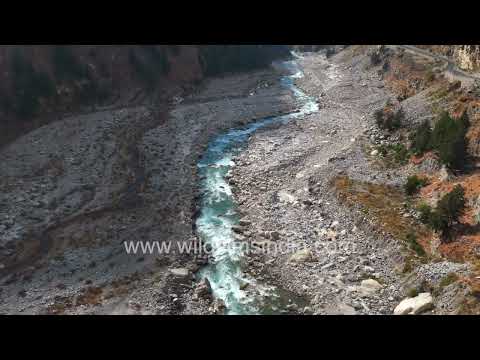 Himalayan river valley with terraced farms in Uttarakhand thumbnail