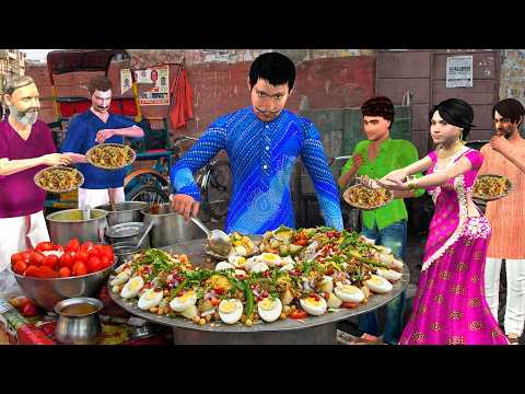 Masala Egg Chaat Street Food Tasty Spicy Boiled Egg Hindi Kahaniya Moral Stories Comedy Video thumbnail