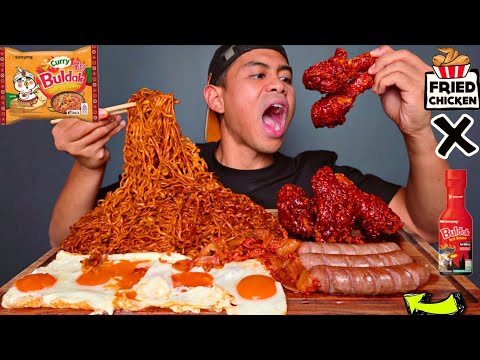 Lebaran MUKBANG 7 SAMYANG CURRY + FRIED CHICKEN SAOS SAMYANG + 5 TELUR DAN SOSIS!! thumbnail