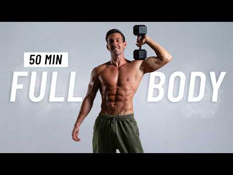 50 Min Full Body Dumbbell Workout at Home to Build Muscle thumbnail