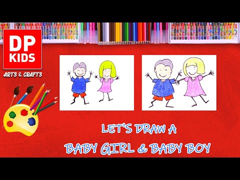Let's draw a BABY GIRL & BABY BOY  | DP KIDS | ARTS | ENGLISH | 625 thumbnail