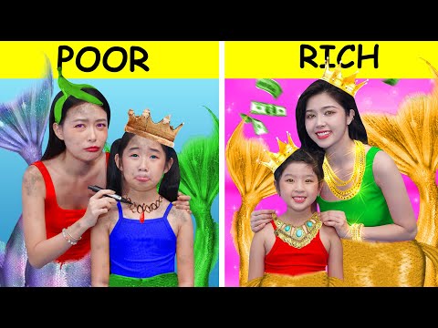 Rich Mommy Mermaid vs Poor Mommy Mermaid | Funny Tricks with Rich vs Poor Mermaid By T-FUN thumbnail