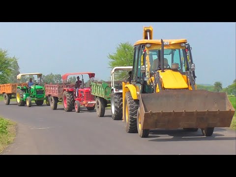 JCB 3dx Eco Loading Mud Mahindra 275 Eicher 485 John Deere Tractor with Trolley thumbnail