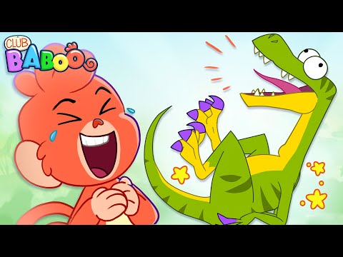 Funny PINATA Dino Video | Club Baboo | Laugh with Dinosaurs for Kids | Velociraptor Trex Triceratops thumbnail