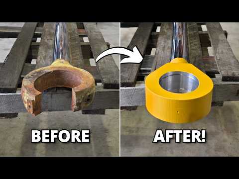 Replacing BROKEN Eye on Cylinder Rod for CAT 657 Scraper | Machining, Welding, Milling thumbnail