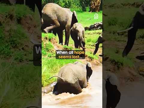 Mama elephant can't save her baby alone 🥺 thumbnail
