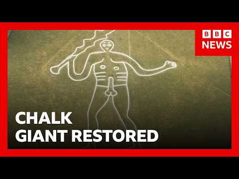UK’s iconic Cerne Abbas Giant gets 'glow-up' after heavy rain | BBC News thumbnail