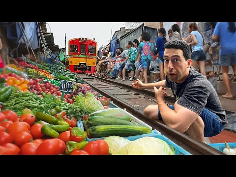 THAILAND MOST DANGEROUS Market! Almost Got RAN OVER By a TRAIN 😱 thumbnail