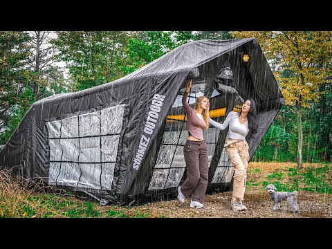 NEW LUXURY AIR TENT CAMPING IN THE RAIN🌧️ thumbnail
