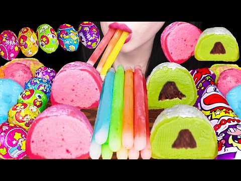 ASMR RAINBOW FROZEN NIK-L-NIP WAX STICK MOCHI ICE CREAM 레인보우 얼린 닉클립, 모찌아이스크림 먹방 MUKBANG, EATING thumbnail