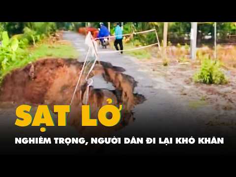 Đường nông thôn ở xã Định Mỹ bị sạt lở nghiêm trọng, dân đi lại khó khăn thumbnail