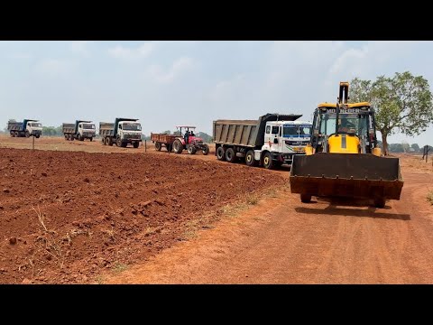 JCB 3dx Backhoe Machine Loading Mud Mahindra Tractor | TATA Truck | Ashok Leyland Truck thumbnail