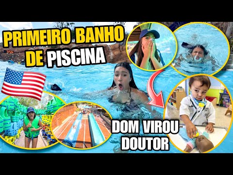 PRIMEIRO BANHO DE PISCINA EM OUTRO PAÍS!!! 🇺🇸😱 *MEU FILHO VIROU DOUTOR* 😂 thumbnail
