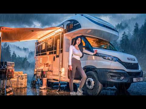 ☔️RAINY CAMPING IN A MASSIVE 3-ROOM LUXURY MOTORHOME thumbnail