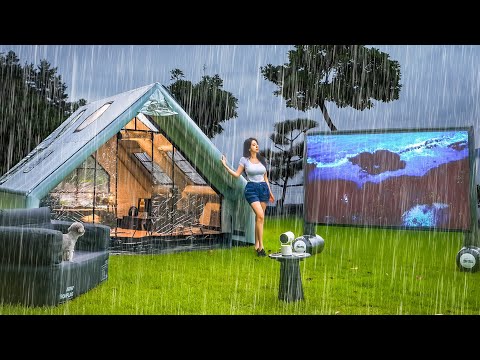CAMPING IN THE RAIN WITH A LUXURY INFLATABLE TENT☔️ thumbnail