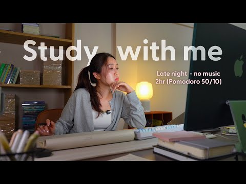 2 Hours Study With me? (deep concentration) 50/10 Pomodoro  | Late night + no music thumbnail