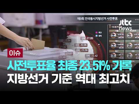 [LIVE] 6·3 지방선거 최종 사전투표율 23.51%…'역대 최고' 기록 [이슈PLAY] / JTBC News thumbnail