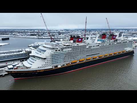 Disney Adventure Giant new Disney Cruise Ship Emotional Farewell from Bremerhaven thumbnail