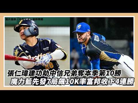 中職5/15戰報／張仁瑋建功助中信兄弟奪本季第10勝　魔力藍先發7局飆10K率富邦收下4連勝｜NOWNEWS thumbnail