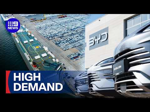 Record-breaking shipment of electric cars docks in Australia | 9 News Australia thumbnail