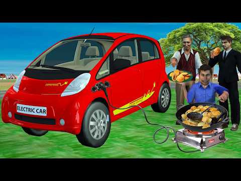 EV Car Charging Battery to Kachori Cooking Street Food Hindi Kahani Hindi Moral Stories Comedy Video thumbnail
