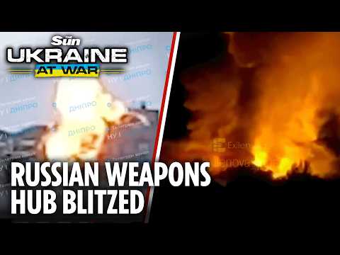 Watch moment Ukraine's attack drones blow up a massive Russian ammo dump in Donetsk thumbnail