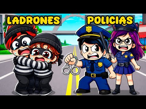 FAMILIA de POLICÍAS vs FAMILIA de LADRONES  en BROOKHAVEN ROBLOX | Karim Juega thumbnail