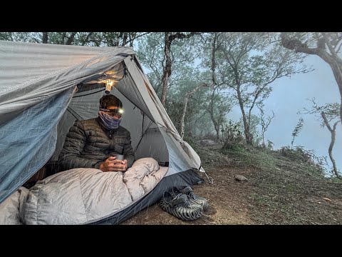 ONE NIGHT ALONE IN THE RAINY MOUNTAIN FOREST • SOLO CAMPING ASMR thumbnail