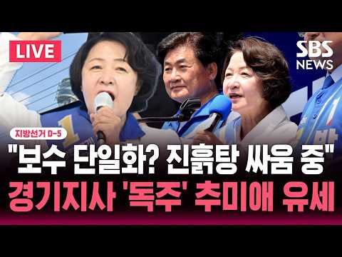 🔴LIVE 지선 D-5 경기지사 보수 단일화? "진흙탕 싸움 중"..'독주' 추미애 민주당 경기지사 후보 정청래 지원 유세 현장 | SBS 실시간 라이브 thumbnail