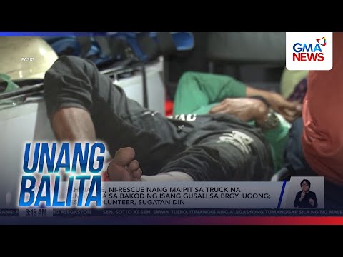 Pahinante, ni-rescue nang maipit sa truck na bumangga sa bakod ng isang gusali... | Unang Hirit thumbnail