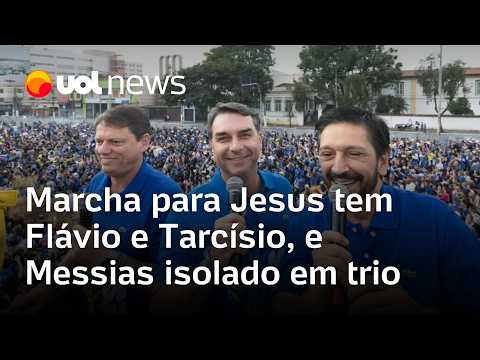 Marcha para Jesus tem Flávio Bolsonaro, Tarcísio, Nunes, Mendonça, e Messias isolado em trio thumbnail