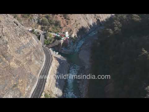 Aerial view of the holy sangam of Alaknanda and Dhauliganga thumbnail