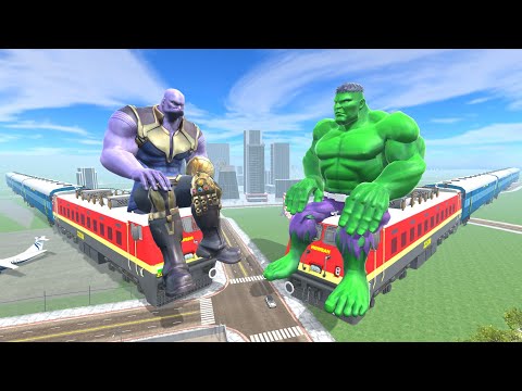 Thanos Train Vs Green Hulk Train in Indian Bikes Driving 3D thumbnail