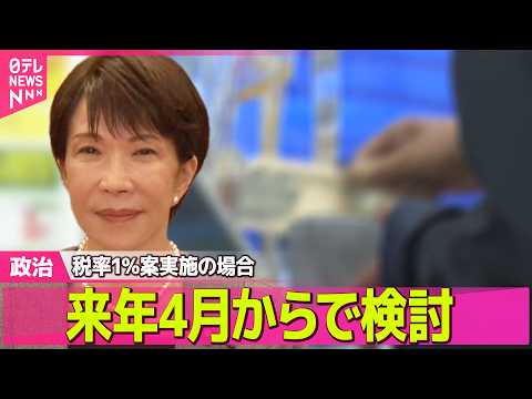 【政治】高市首相が実現目指す消費減税　税率1％案実施の場合、来年4月からで検討 ──政治ニュースまとめ （日テレNEWS LIVE） thumbnail