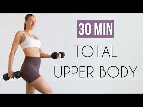30 MIN Dumbbell Upper Body Workout | Strength at Home (Pregnancy Friendly) thumbnail