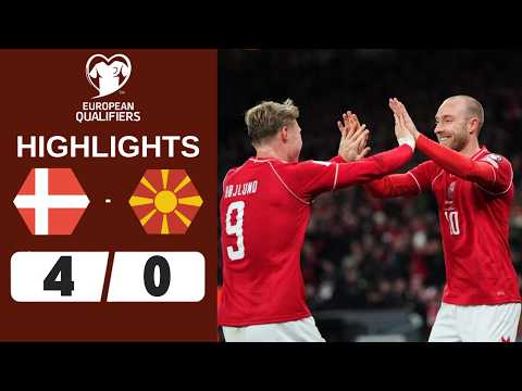 Denmark vs North Macedonia | 4-0 | Highlights | World Cup Qualifiers 2026 | denmark north macedonia thumbnail