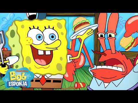 Bob Esponja | 1 hora de éxitos y fracasos en el Crustáceo Cascarudo 😭🍔 | Bob Esponja en Español thumbnail
