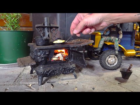I Cooked Tiny Bacon & Eggs on a 100-Year-Old Mini Wood Stove | RC ADVENTURES thumbnail